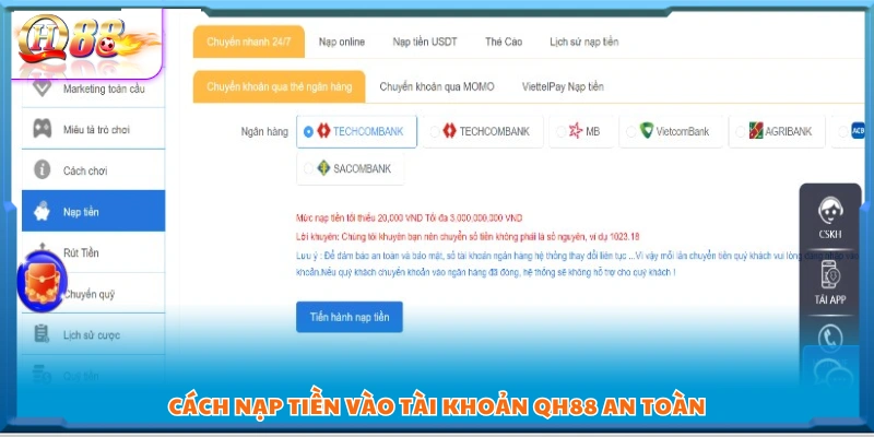 Hướng dẫn chi tiết cách nạp tiền QH88 thành công 